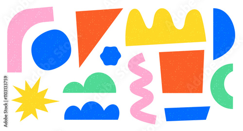 Set of geometric doodle shapes, hand made elements