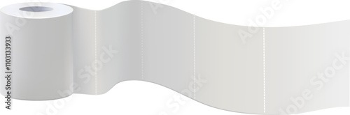 A roll of toilet paper is unrolled on a white background