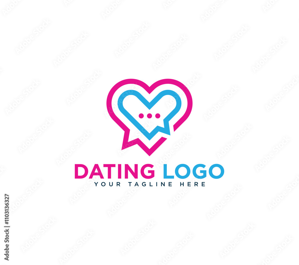 Love Chat Dating Logo design with heart shape in message bubble, Vector illustration. Love Chat Dating Logo design with heart shape in message bubble, Vector illustration.