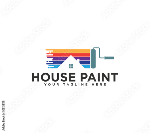 House Paint Logo Design, Vector Illustration