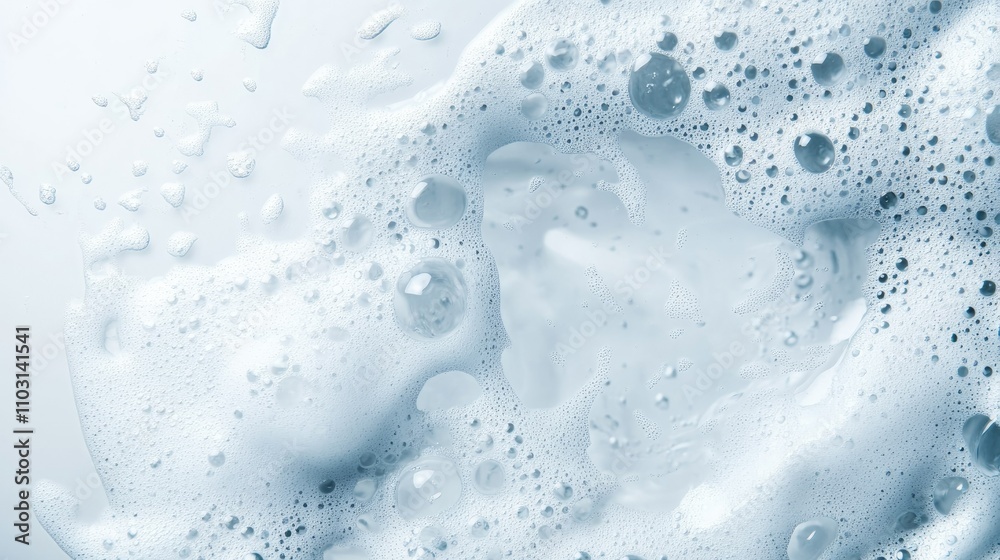 Bubbles and Foam Detail in Soft Light on White Background