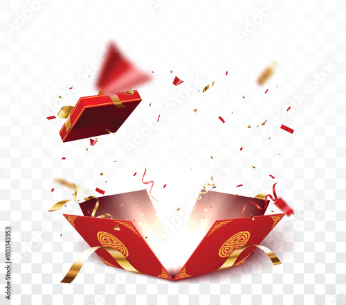 Red gift box, chinese new year festival background photo