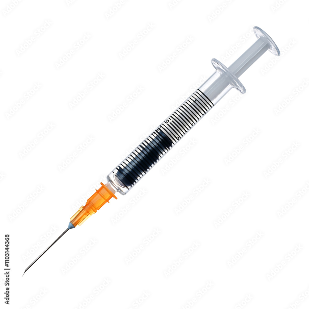 Fototapeta premium Medical Syringe with Dark Liquid Healthcare Injection