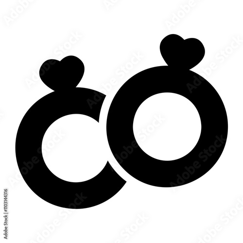 wedding rings glyph icon