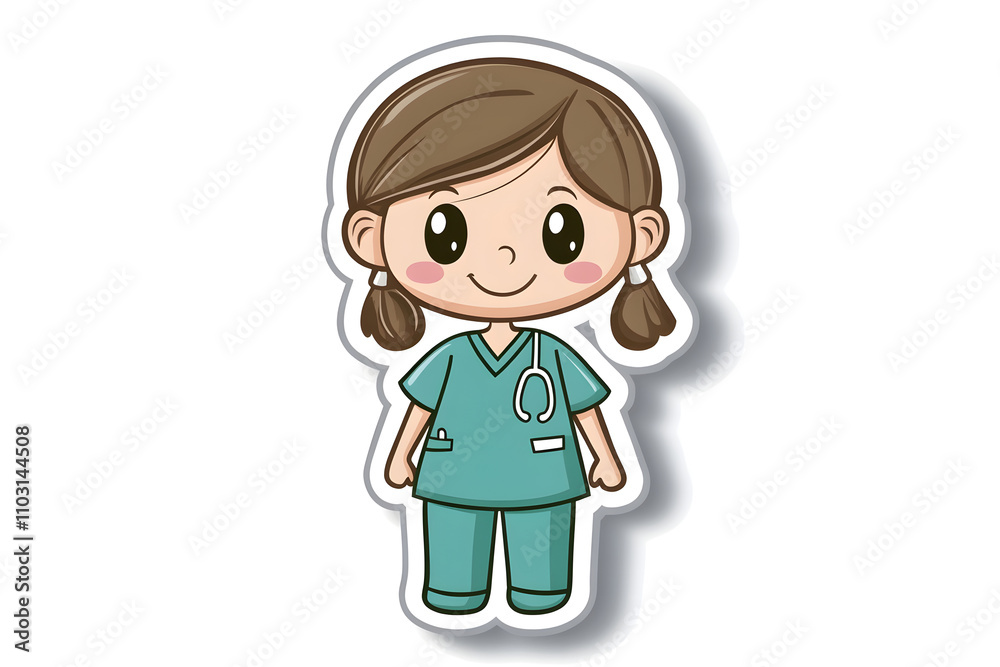 Cute Medical Assistant Vector Sticker Design Cute Medical Assistant Vector Sticker Design