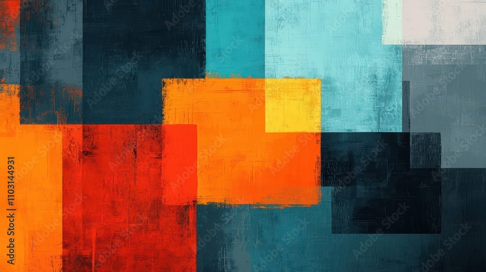 Vibrant Abstract Composition with Geometric Shapes and Textures Vibrant Abstract Composition with Geometric Shapes and Textures