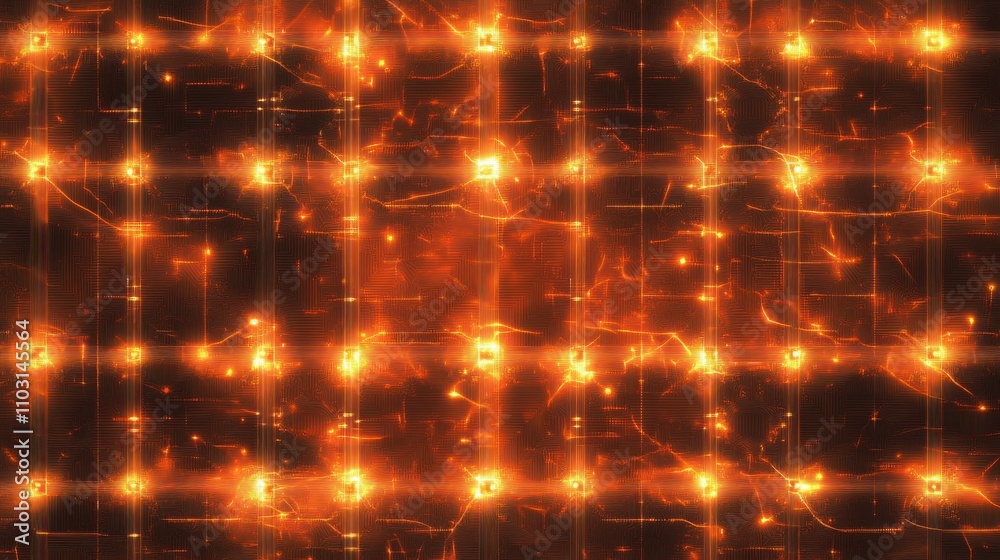 Abstract Glowing Orange Grid with Sparks and Light Effects Abstract Glowing Orange Grid with Sparks and Light Effects