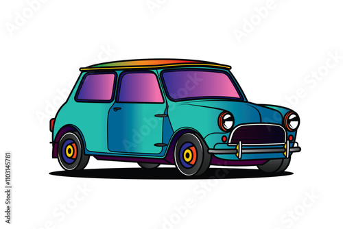 Racing retro car. Original vector illustration in vintage style.