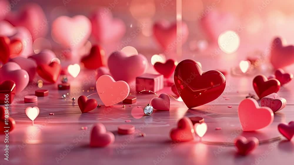 Red Heart glowing Valentine's day background