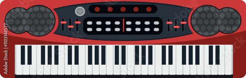 A red keyboard with black keys
