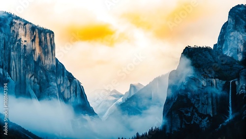 Jagged mountain peaks rise sharply piercing through thick rolling clouds in a dramatic and awe-inspiring scene	