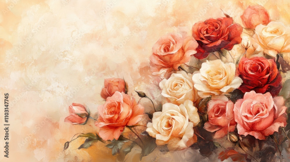 Beautiful Floral Arrangement of Roses in Soft Summer Colors Beautiful Floral Arrangement of Roses in Soft Summer Colors