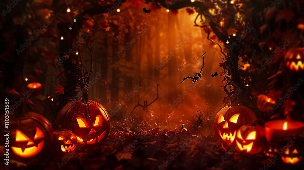 Mysterious fog weaves through a haunted forest. Mysterious fog weaves through a haunted forest.