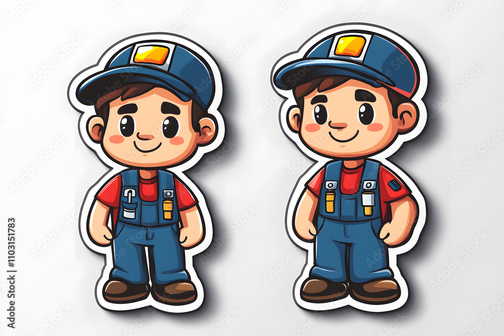 Cute Plumber Vector Illustration Sticker Design Cute Plumber Vector Illustration Sticker Design