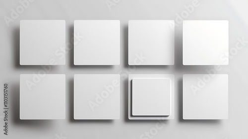 A grid of eight blank squares, with one square slightly raised, suggesting a design or selection tool.