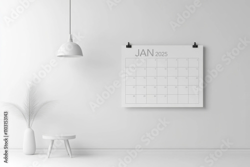 Wallpaper Mural Minimalist wall calendar with large pages, in simple white room Torontodigital.ca