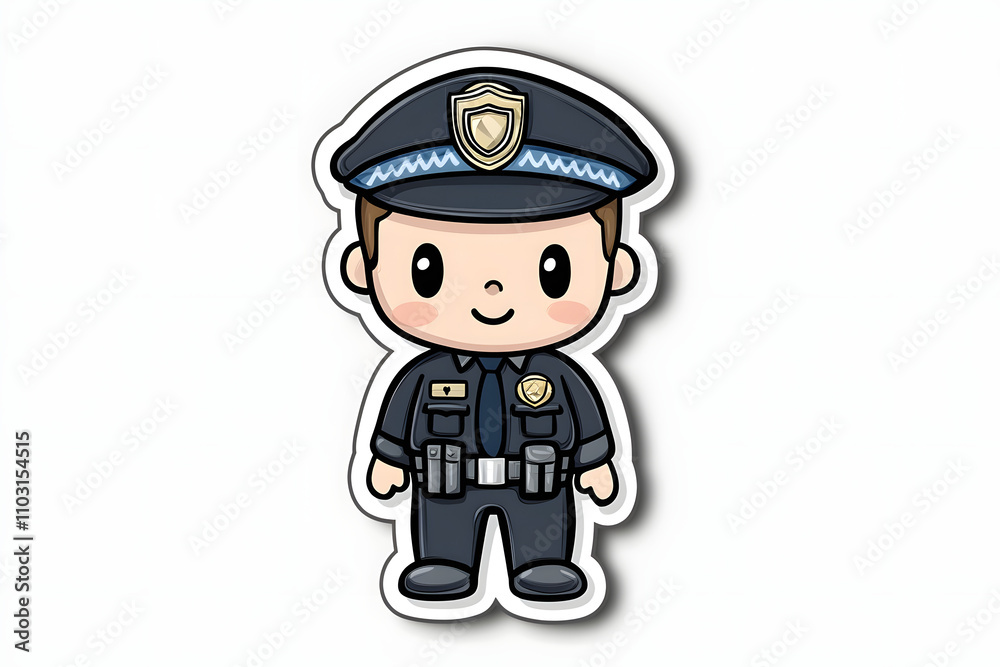Cute Police Officer Vector Illustration Sticker Cute Police Officer Vector Illustration Sticker