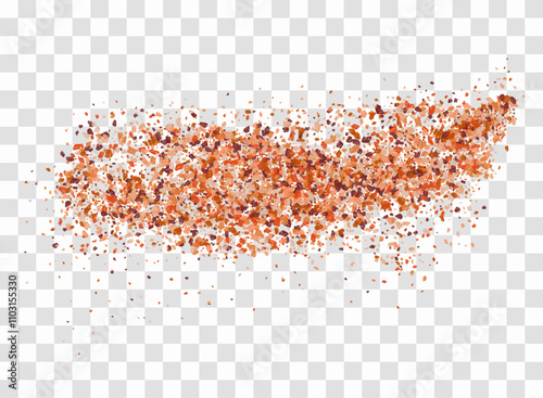 A scattering of crystals of himalayan salt. Realistic vector illustration isolated on transparent background.