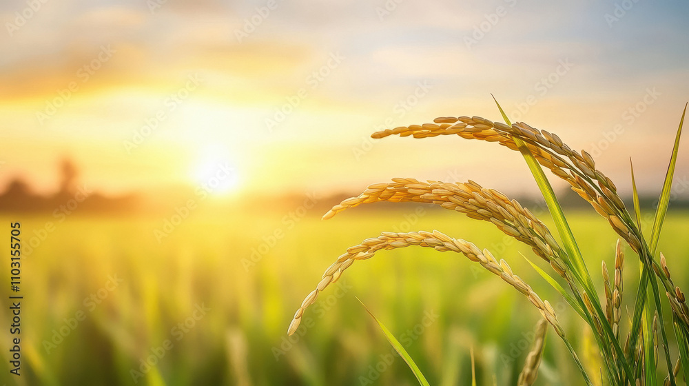 Fototapeta premium Ears of rice are ripening