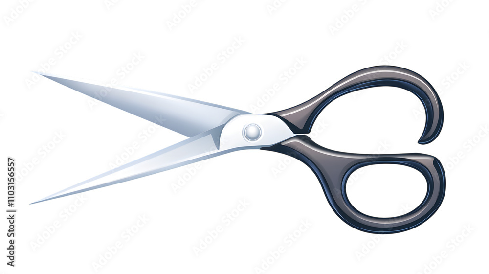 A pair of sharp, metallic scissors with black handles, designed for cutting various materials. A pair of sharp, metallic scissors with black handles, designed for cutting various materials.