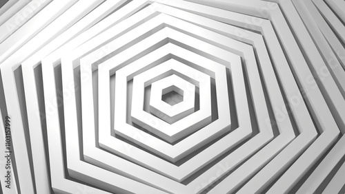 3D grayscale rendering of geometric, abstract structure. A simple, minimal, and modern or contemporary background or wallpaper.
