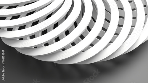 3D grayscale rendering of geometric, abstract structure. A simple, minimal, and modern or contemporary background or wallpaper.