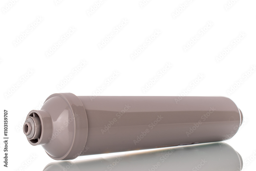 One activated carbon cartridge for standard reverse osmosis water purification systems, isolated on a white background.
One activated carbon cartridge for standard reverse osmosis water purification systems, isolated on a white background.