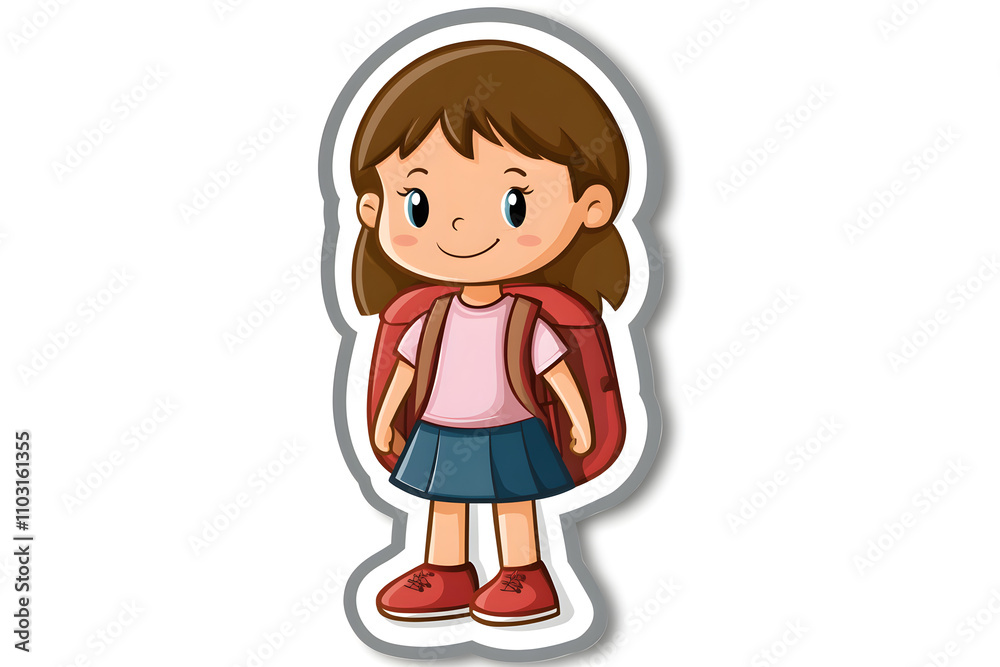 Cute Vector Illustration of a School Student Sticker Cute Vector Illustration of a School Student Sticker