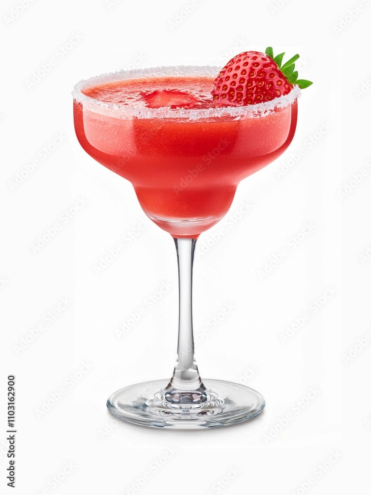 Frozen strawberry daiquiri alcohol cocktail. Isolated on white background Frozen strawberry daiquiri alcohol cocktail. Isolated on white background