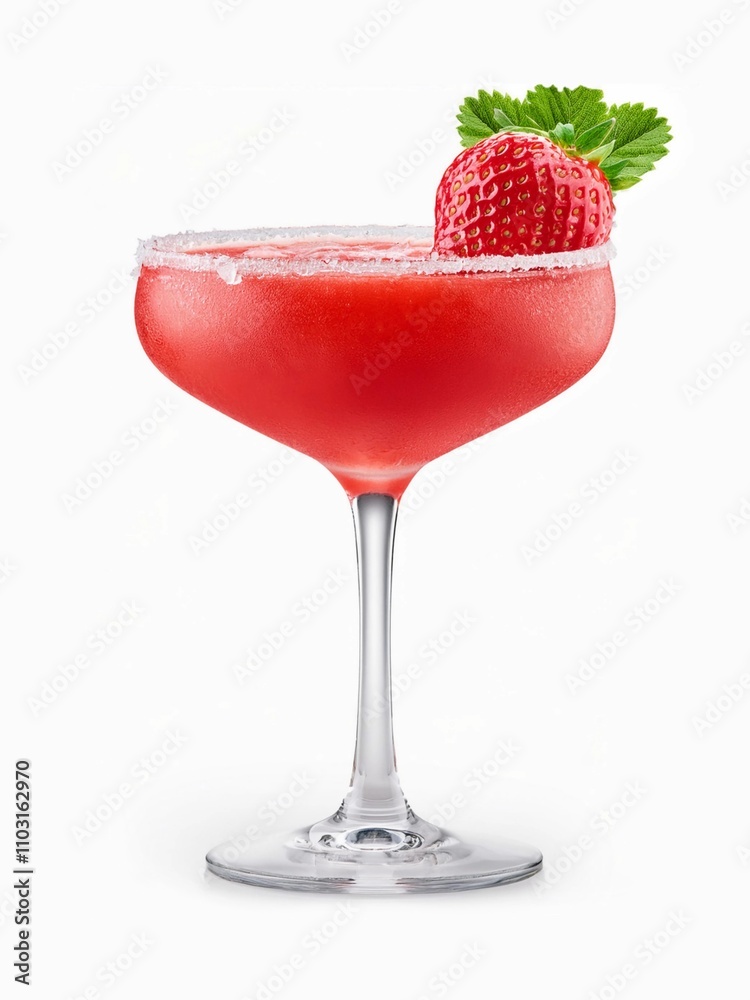 Frozen strawberry daiquiri alcohol cocktail. Isolated on white background Frozen strawberry daiquiri alcohol cocktail. Isolated on white background