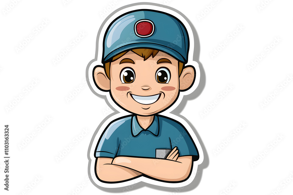 Cute Sports Coach Vector Sticker Illustration Cute Sports Coach Vector Sticker Illustration