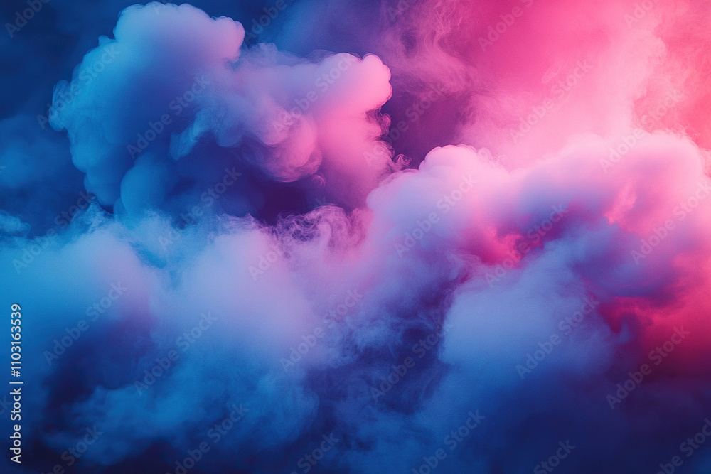 Fototapeta premium Atmospheric image of smoke plumes in neon light. Generated by artificial intelligence.