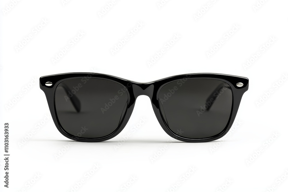 Black square sunglasses with dark lenses isolated on white background. Black square sunglasses with dark lenses isolated on white background.