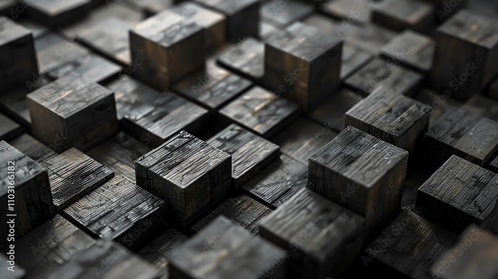 Close up of a black wood block pattern.