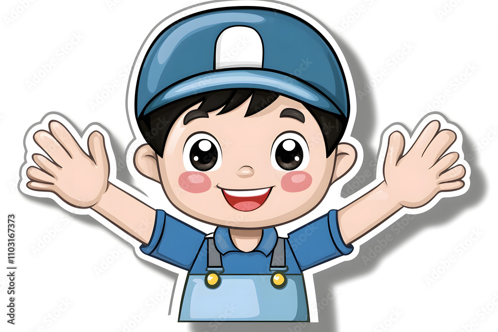 Cute Kid Sticker for Theme Park Illustration Cute Kid Sticker for Theme Park Illustration