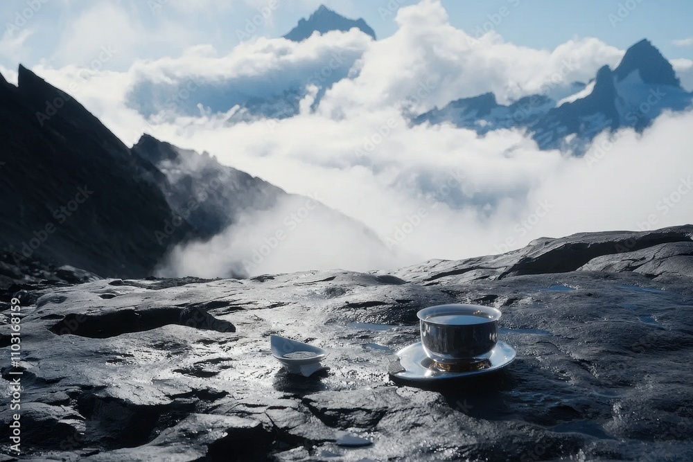 Mountain Peak Tea Experience: A dramatic view from a mountain peak Mountain Peak Tea Experience: A dramatic view from a mountain peak