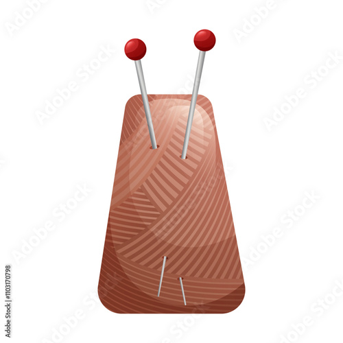 Skein of yarn with knitting needles. Vector illustration of skein of wool yarns white background. Hobby craft and handmade concept.