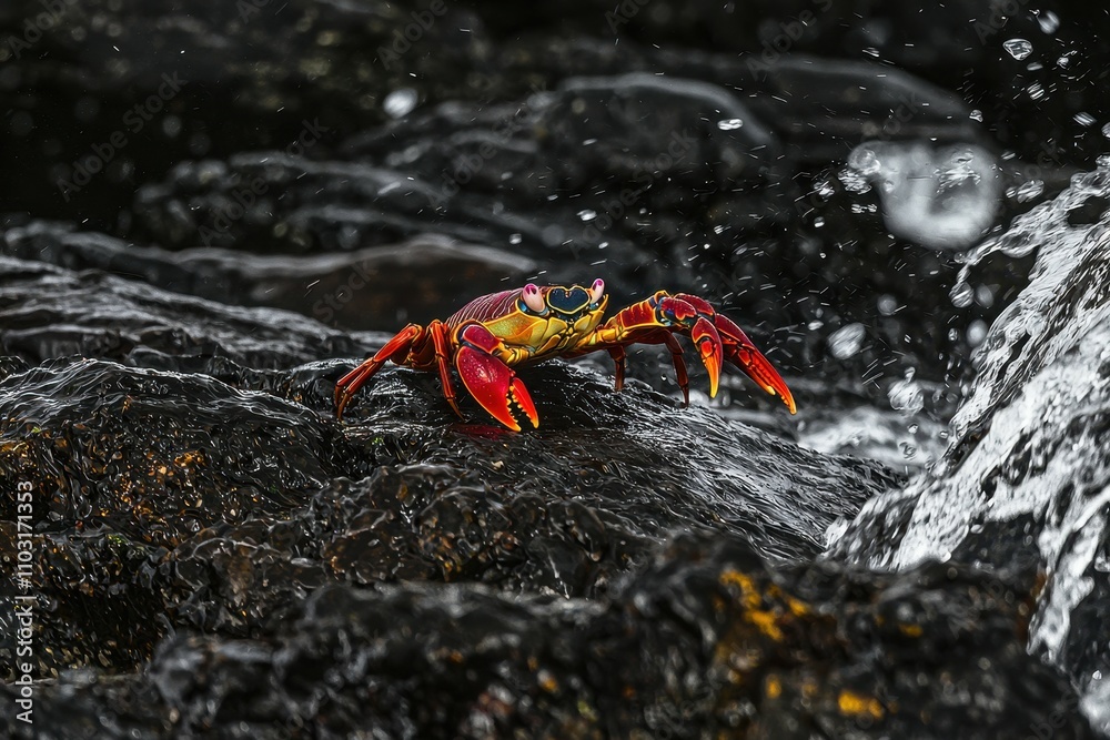 Sally Lightfoot Crab: A vibrant Sally Lightfoot crab Sally Lightfoot Crab: A vibrant Sally Lightfoot crab