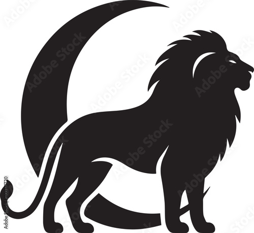 lunar lion - vector image of lunar lion - silhouette of linar lion  photo