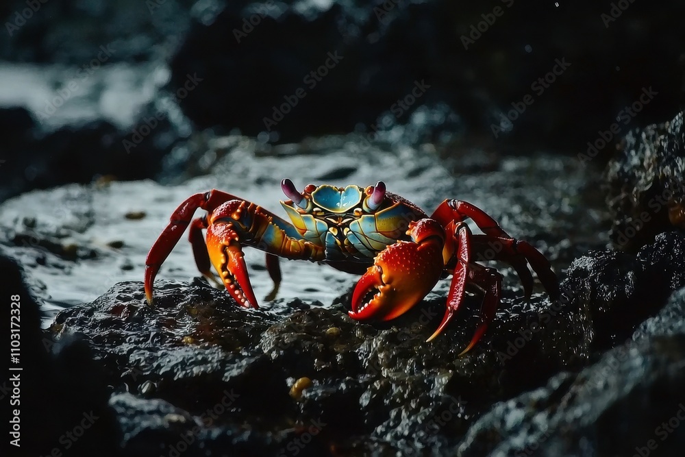 Sally Lightfoot Crab: A vibrant Sally Lightfoot crab Sally Lightfoot Crab: A vibrant Sally Lightfoot crab