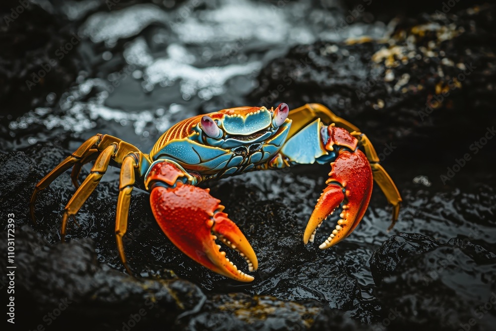 Sally Lightfoot Crab: A vibrant Sally Lightfoot crab 