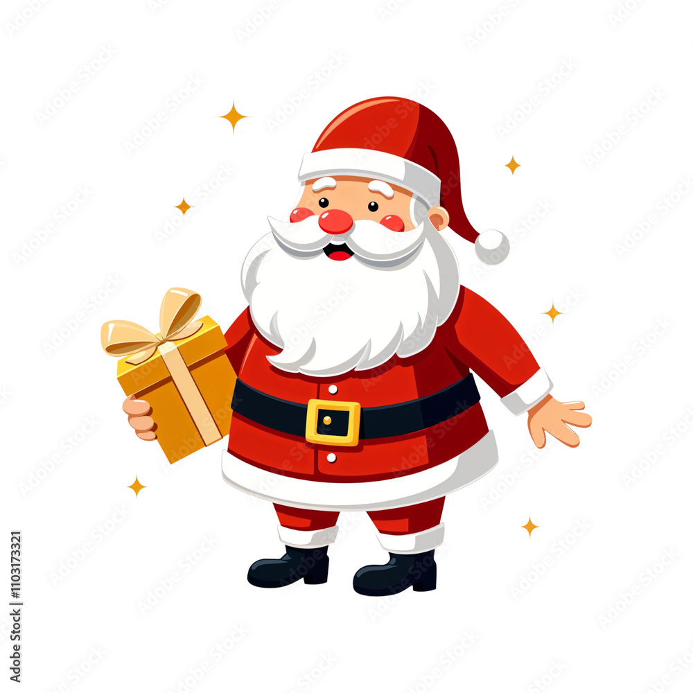 cartoon drawn Santa Claus with gift box isolated on transparent background. Santa png. Christmas. New year cartoon drawn Santa Claus with gift box isolated on transparent background. Santa png. Christmas. New year