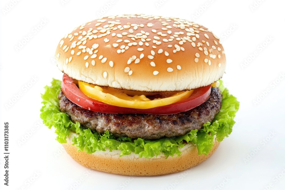 Hamburger with Lettuce Tomato and Cheese Hamburger with Lettuce Tomato and Cheese