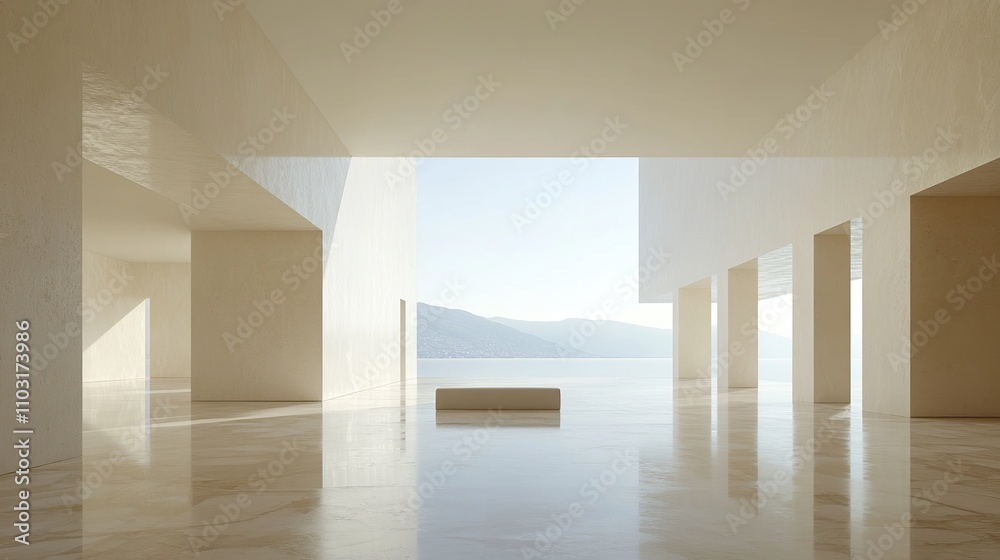 A serene, minimalist architectural space with expansive views and natural light. A serene, minimalist architectural space with expansive views and natural light.