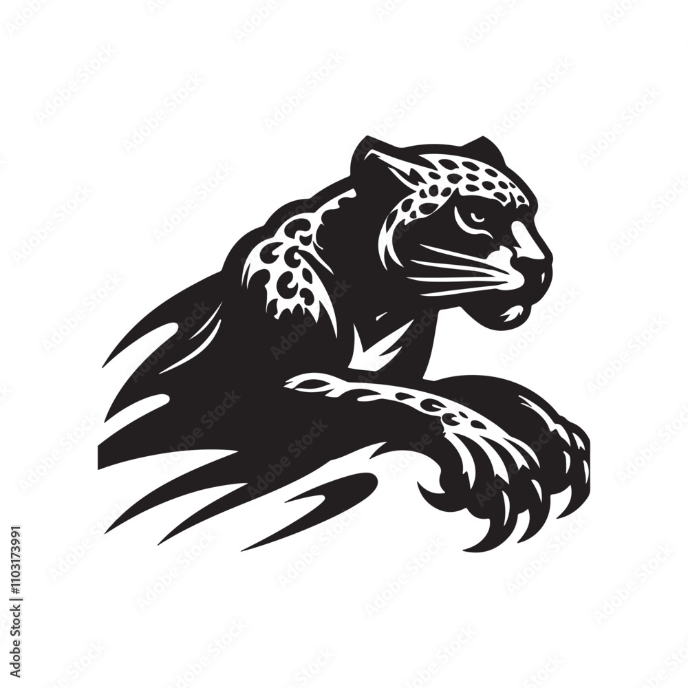 a leopard of a silhouette on white background
