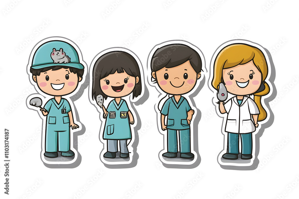 Cute Vector Illustration of Zoo and Aquarium Staff Cute Vector Illustration of Zoo and Aquarium Staff