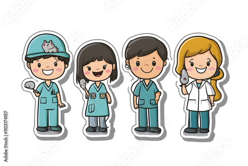 Cute Vector Illustration of Zoo and Aquarium Staff