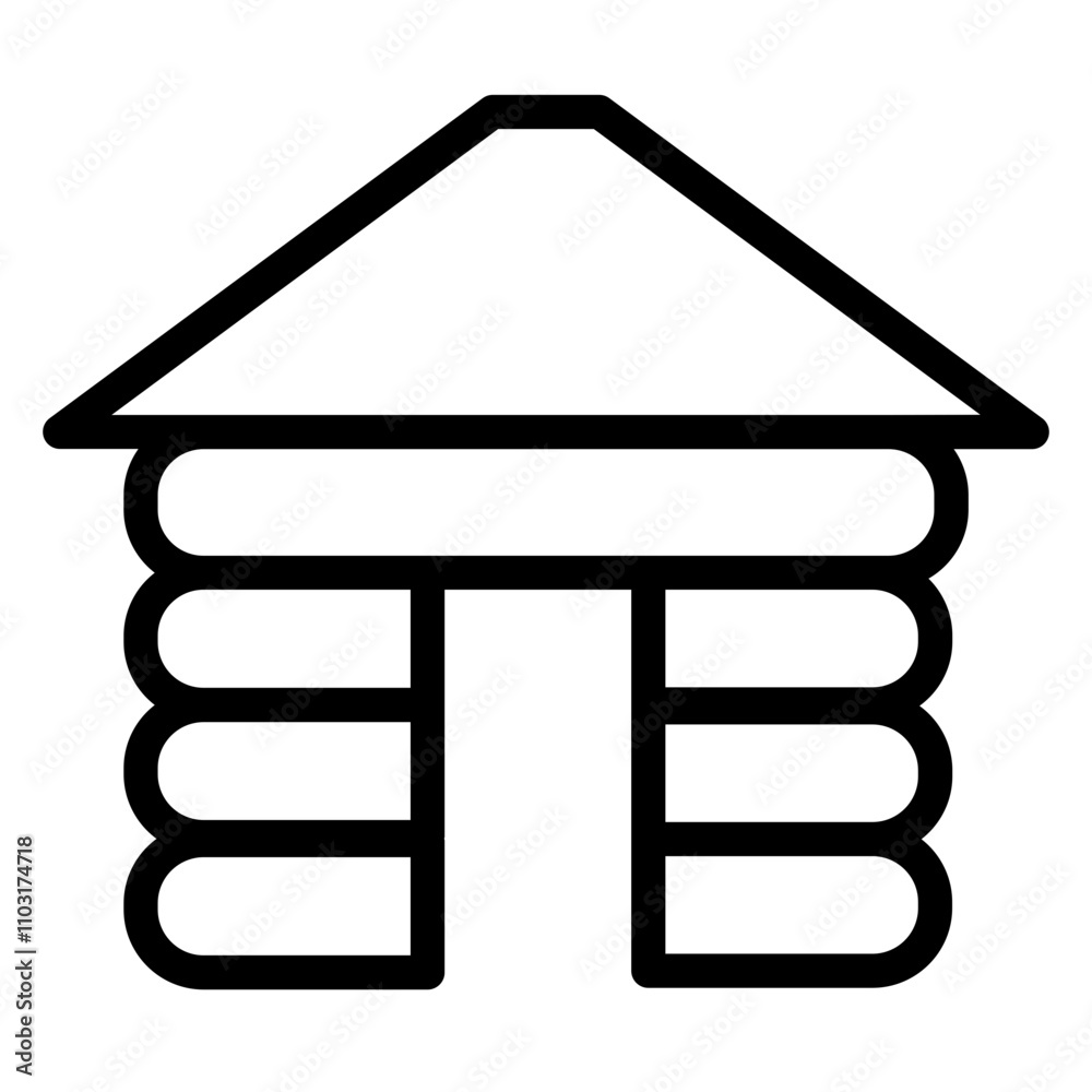Building Cabin Camp Line Icon Building Cabin Camp Line Icon
