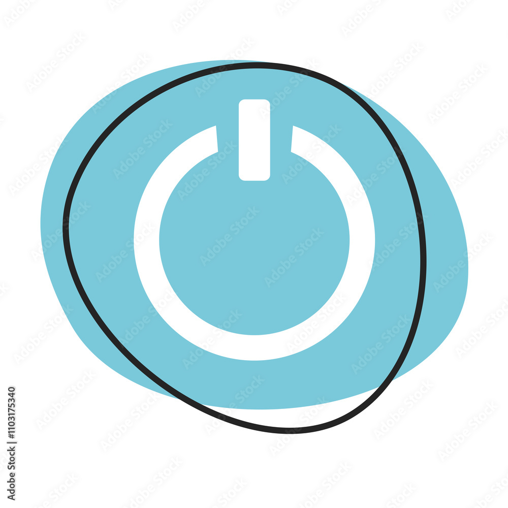 Ausschalten Button - Icon in blau und weiß Ausschalten Button - Icon in blau und weiß