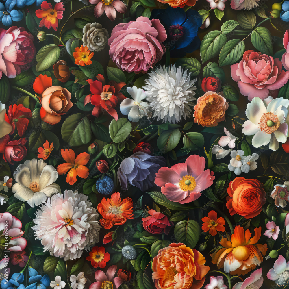 Baroque Flower Pattern as Graphic Design Element